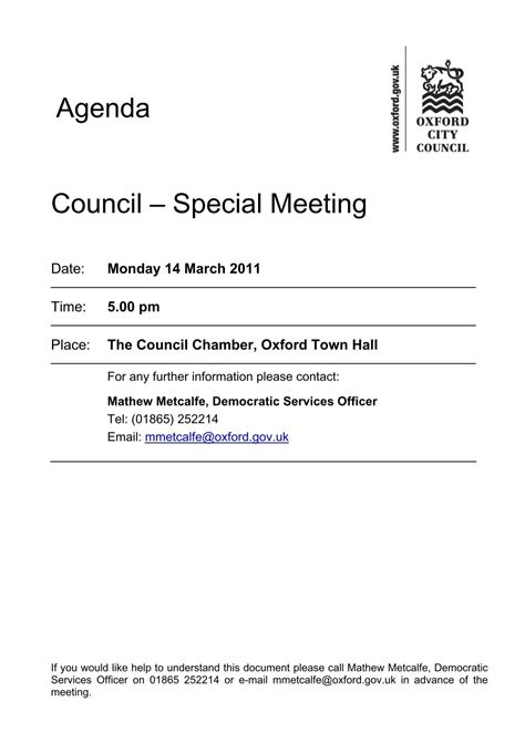 COUNCIL MEETING AGENDA .